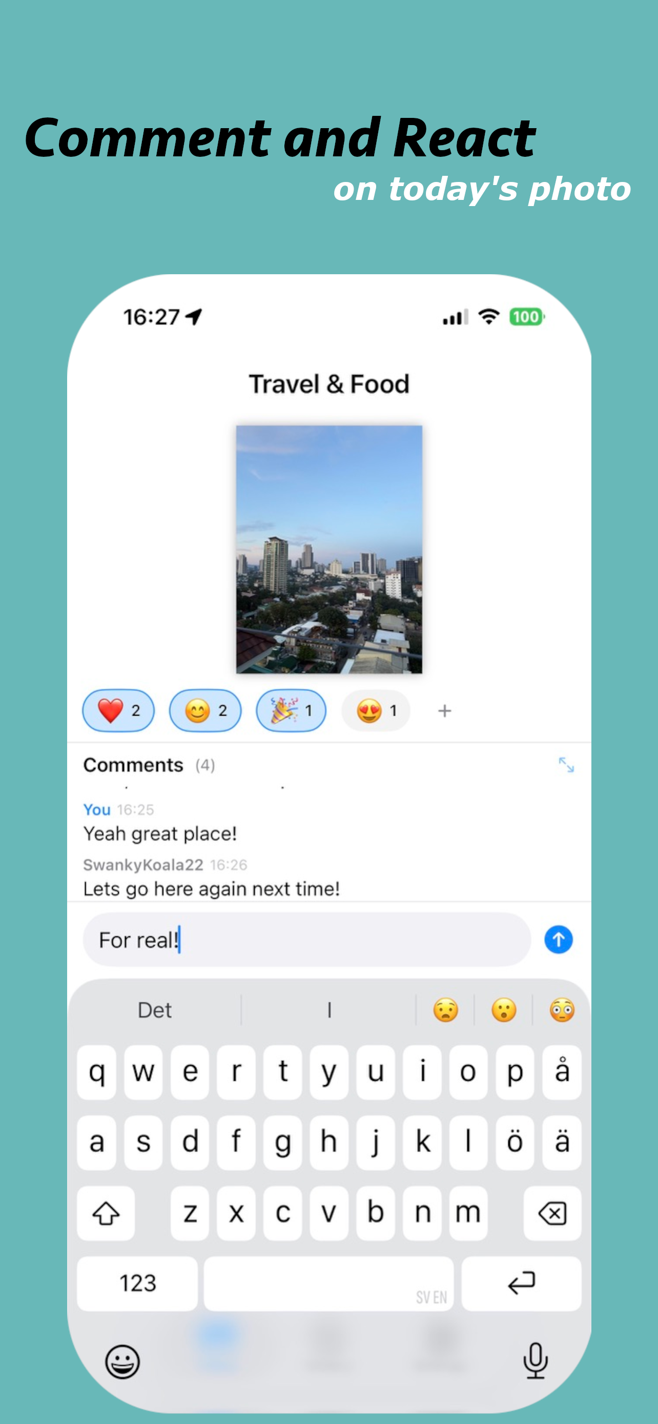 Family commenting on a shared photo in WeFrames