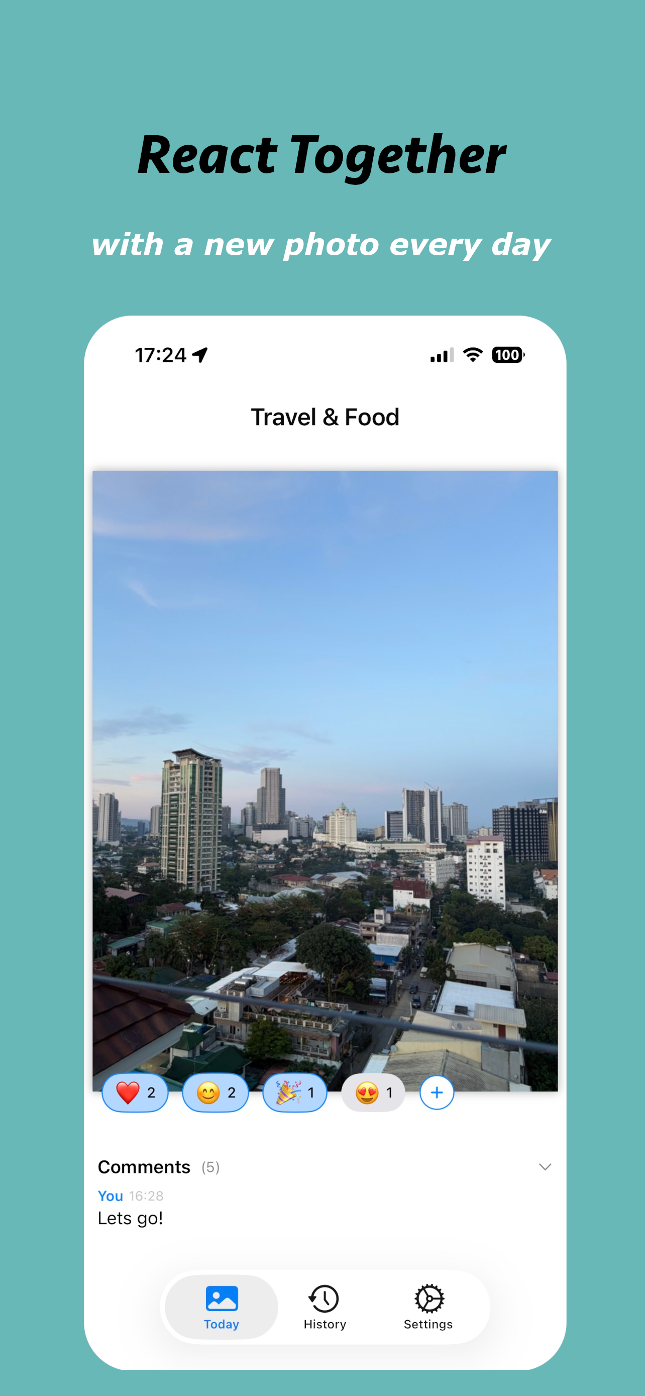 React together with a new photo every day